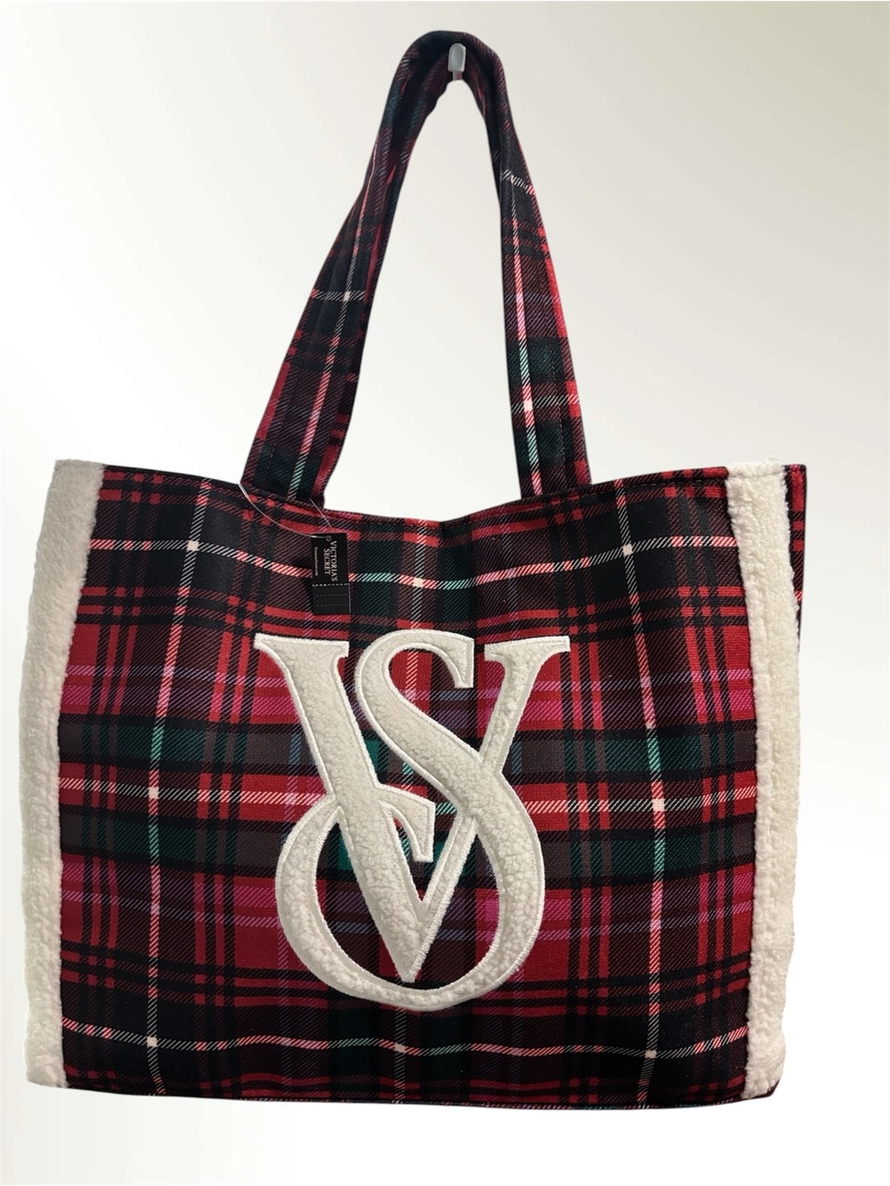 Victoria’s Secret Fleece Sherpa Plaid Tote
